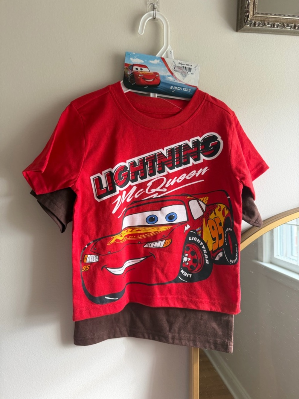 Disney Red and Brown Lightning McQueen Layered Tee